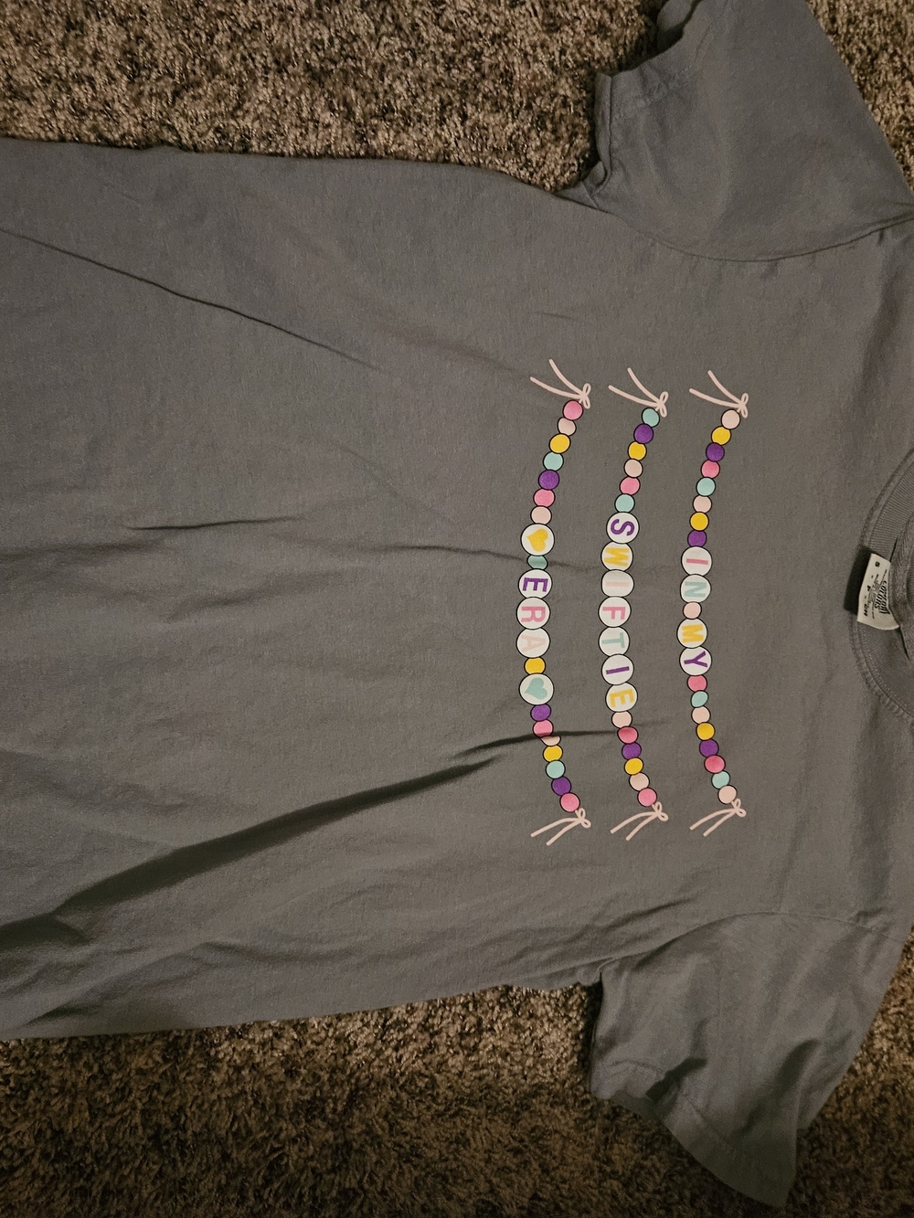 Comfort Colors Gray Kids Tee with Colorful Bead-String Graphic